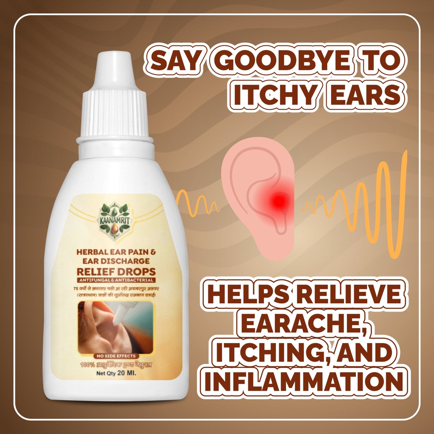 Kaanamrit™ Herbal Ear Pain & Discharge Relief Drops – Natural Ayurvedic Formula for Healthy Ears - 20 ml - BUY 1 GET 1 FREE