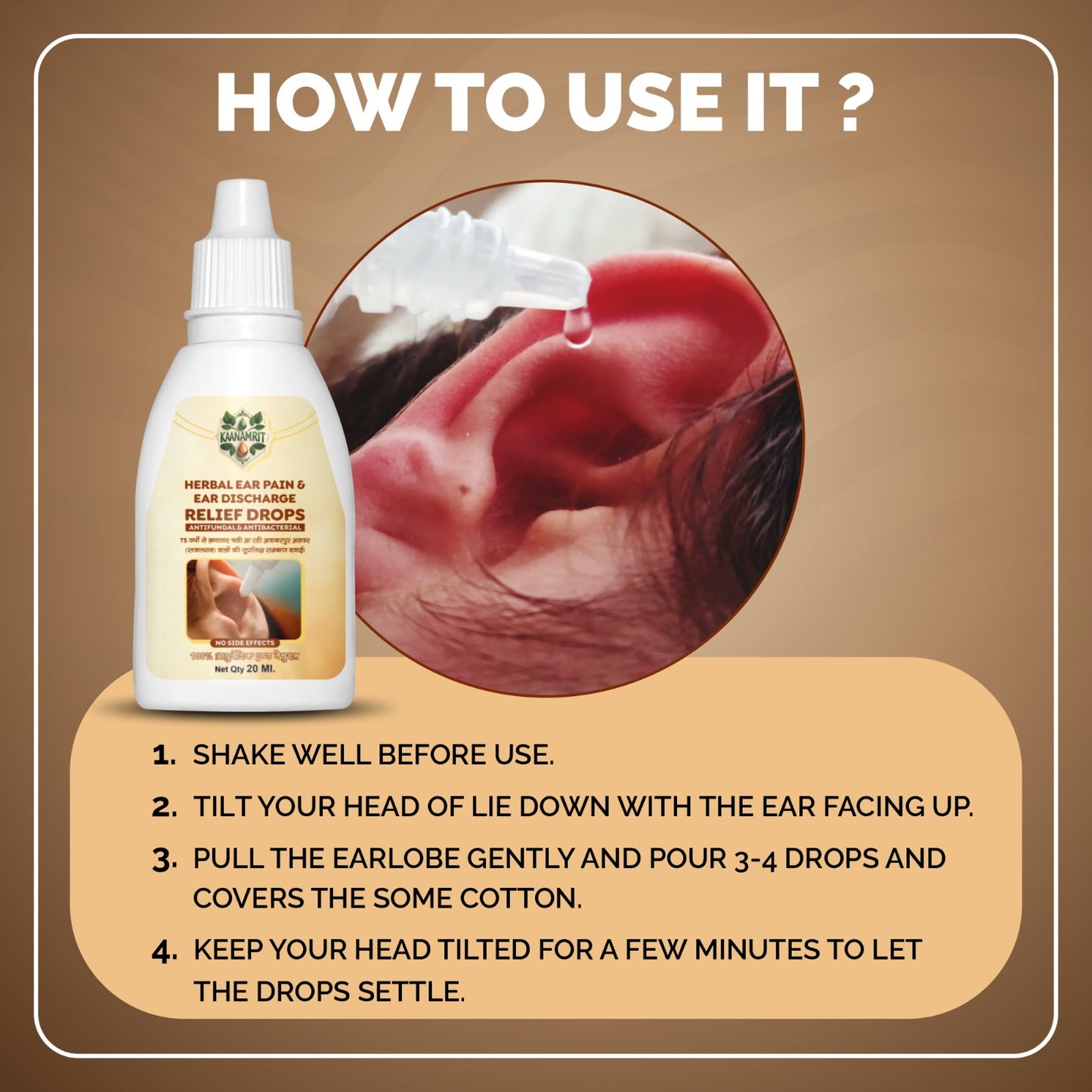 Kaanamrit™ Herbal Ear Pain & Discharge Relief Drops – Natural Ayurvedic Formula for Healthy Ears - 20 ml - BUY 1 GET 1 FREE